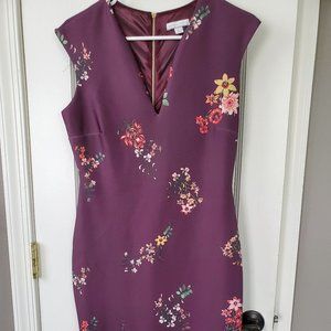 New York and Company Purple Floral Sleeveless Sheath Dress